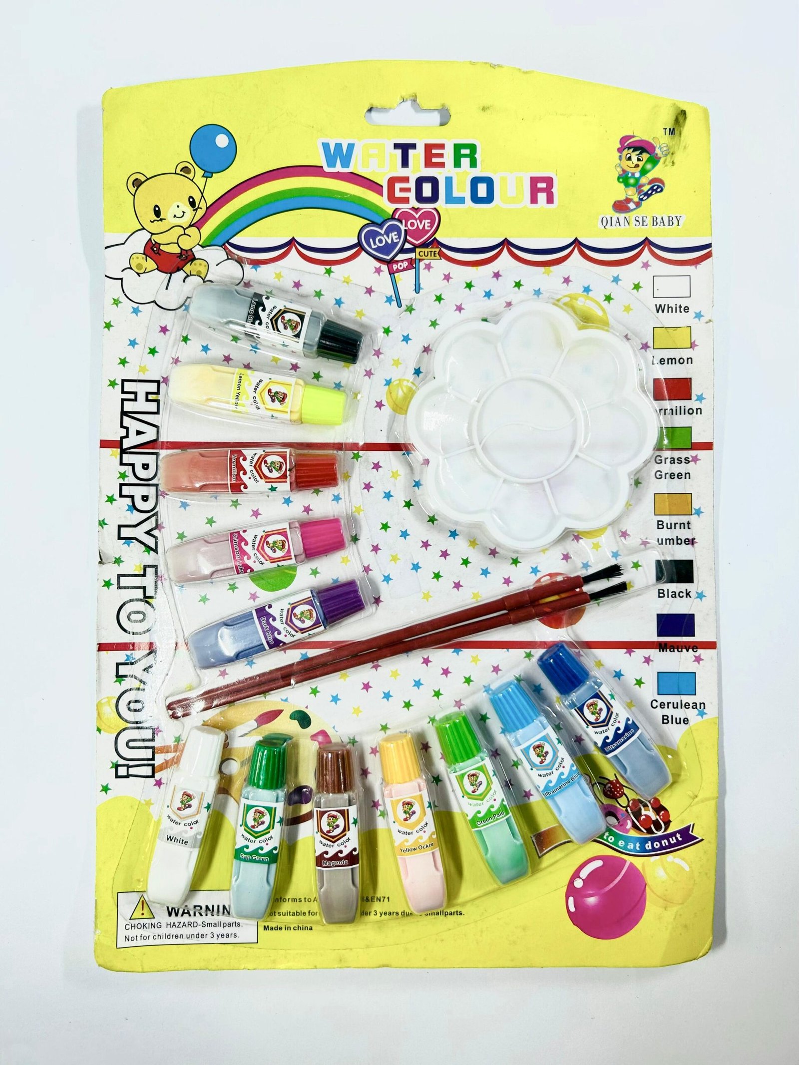 Water Color Tubes(12x)+Brushes(2x)+ Tray Set