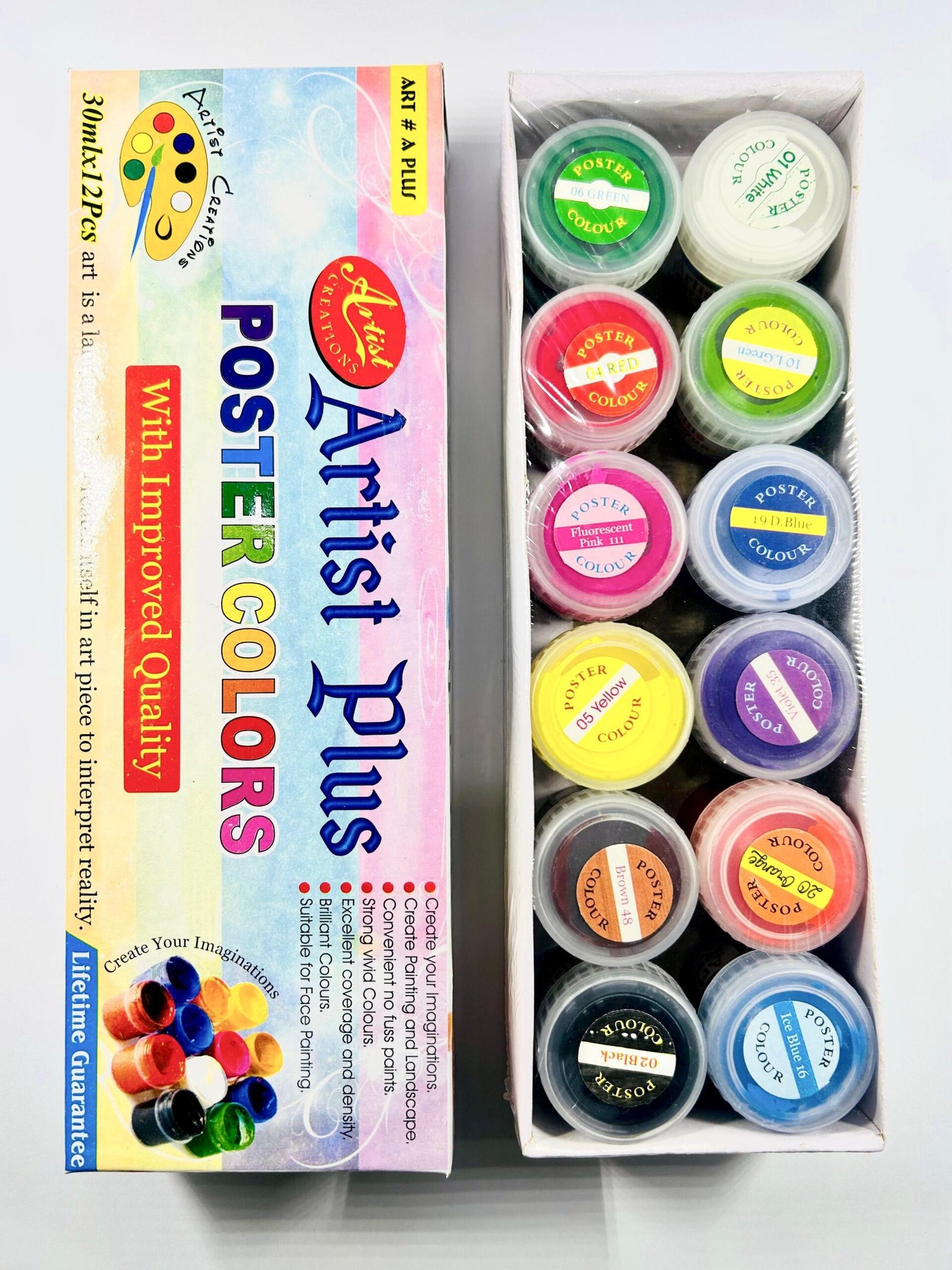 Artist Plus Poster Colors-Set of 12pcs/30ml