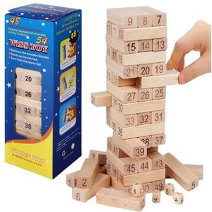Small JENGA Game with Wooden Blocks, Stacking Tower Game, 54Pcs