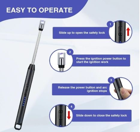 Rechargeable Electric Lighter for Gas Stove & Candle with USB Charging Port - Image 5